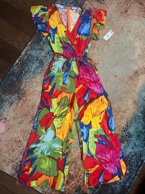 Bright Floral Wrap Jumpsuit - TROPICAL!!!